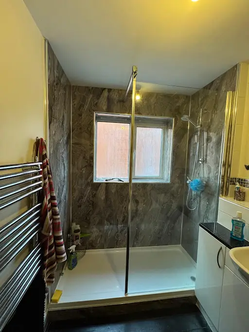 Full bathroom renovation with walk-in shower